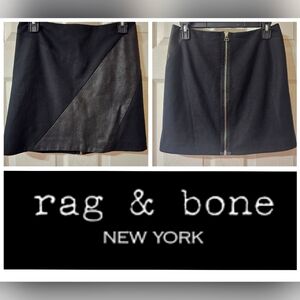 Rag & Bone Knit & Lamb Stretch Leather Mini Moto Skirt, Full Back Zip, EUC!